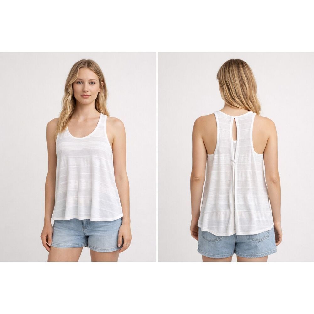 Splendid White Linen Blend Racerback Tank Top Womens XS Flowy